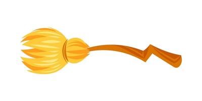 Witch's broom flying on white background, ideal for Halloween projects vector
