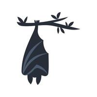 Large bat hanging upside down from tree branch vector
