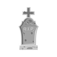Old weathered gray tombstone with cross showing rip inscription is standing in the cemetery vector