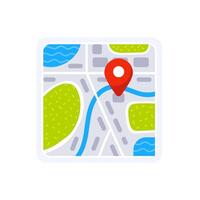 Red Location Pin Marking Destination on City Map Navigation App vector