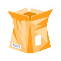 Open cardboard box with barcode waiting for content vector