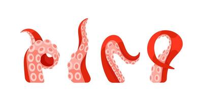 Octopus tentacles twisting and turning, isolated on white background vector