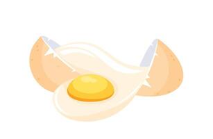 Broken egg releasing egg white and yolk on white background vector