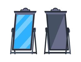 Cheval mirror reflecting and not reflecting showing front and back view vector