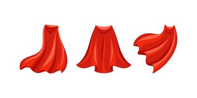 Red superhero cape flowing in different positions vector