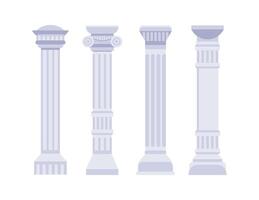 Four ancient Greek columns representing different architectural orders are standing majestically vector