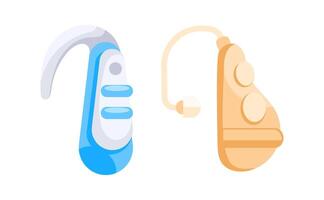 Hearing aids improving hearing loss and supporting people with deafness vector