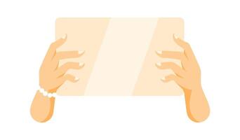 Woman hands holding blank card with copy space for advertising or promoting message vector