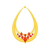 Golden necklace with red gemstones representing wealth and luxury vector