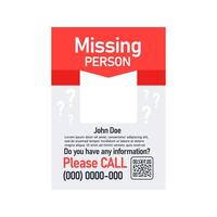 Missing person poster with question marks and contact information vector