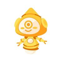 Cute yellow robot with one eye smiling and floating vector