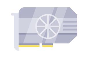 Graphics card cooling fan showing its vents and connectors in flat design style vector