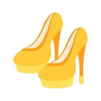 Pair of elegant yellow high heel platform shoes isolated on white background vector