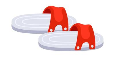 Pair of red and white summer slippers isolated on white background vector