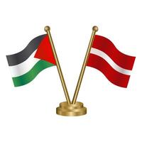 Palestine and Latvia table flags. vector