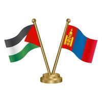 Palestine and Mongolia table flags. vector