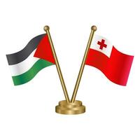 Palestine and Tonga table flags. vector