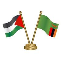 Palestine and Zambia table flags. vector