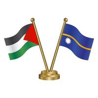 Palestine and Nauru table flags. vector