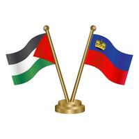 Palestine and Liechtenstein table flags. vector