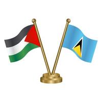 Palestine and ST. Lucia table flags. vector