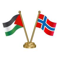 Palestine and Norway table flags. vector