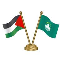 Palestine and Macao table flags. vector