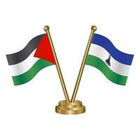 Palestine and Lesotho table flags. vector