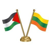 Palestine and Lithuanian table flags. vector
