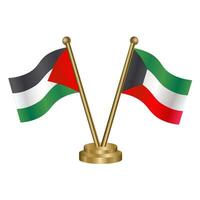 Palestine and Kuwait table flags. vector