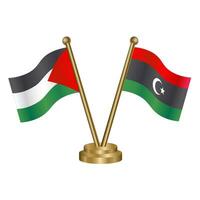 Palestine and Kingdom of Libya table flags. vector