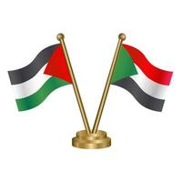 Palestine and Sudan table flags. vector
