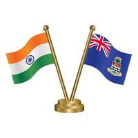 India and Cayman Islands table flag relation. vector