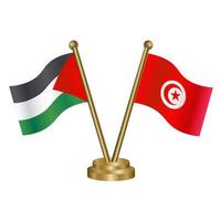 Palestine and Tunisia table flags. vector