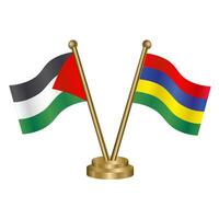 Palestine and Mauritius table flags. vector