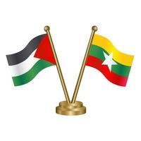 Palestine and Myanmar table flags. vector