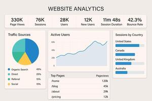Website Analytics Dashboard Displaying Traffic Sources vector