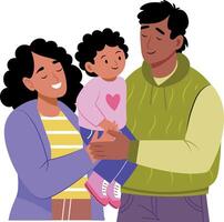 A flat style illustration showing a happy adoptive family vector