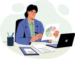 A report checking character illustration in flat style vector