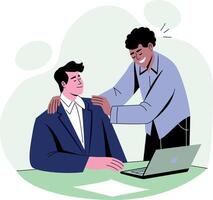A boss giving employee motivation, flat style illustration vector