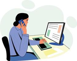 A character receiving a phone call, flat style illustration vector