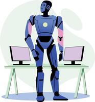 A flat style illustration of a robot employee vector