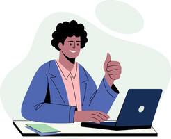 A flat style illustration of a satisfied employee vector