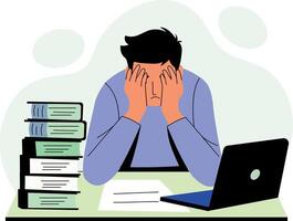 A flat style illustration of a stressed employee vector