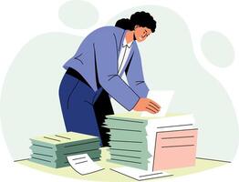A character searching files, flat style illustration vector