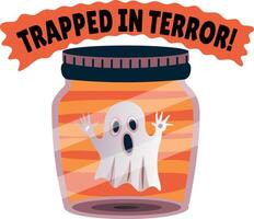 A flat style typographic sticker of a trapped ghost vector