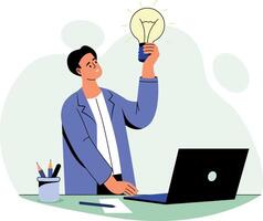 A flat style illustration showing ideation of a character vector