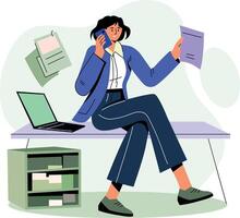 A calling character illustration in flat style vector