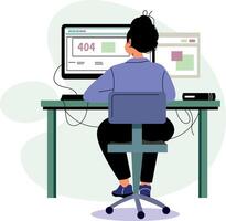 An employee facing technical issues, flat illustration vector
