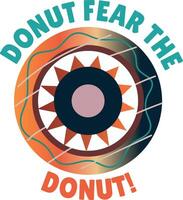 A flat style typographic sticker of spooky donut vector